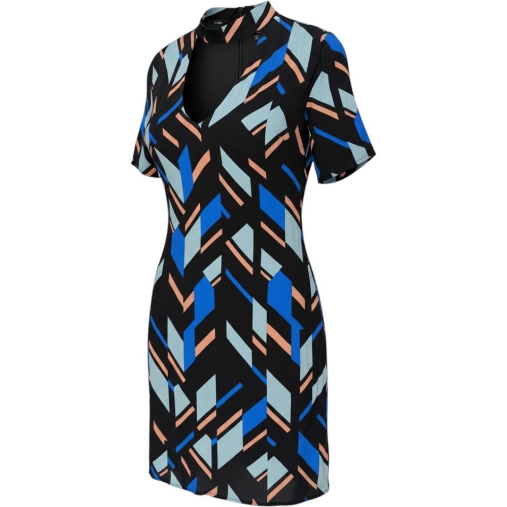 Paris Sunday Shift Dress Women M Black Geometric Mod Retro Contemporary Edgy